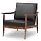 Baxton Studio Venza Walnut Wood Black Faux Leather Lounge Chair 140-7552 - alternate 1